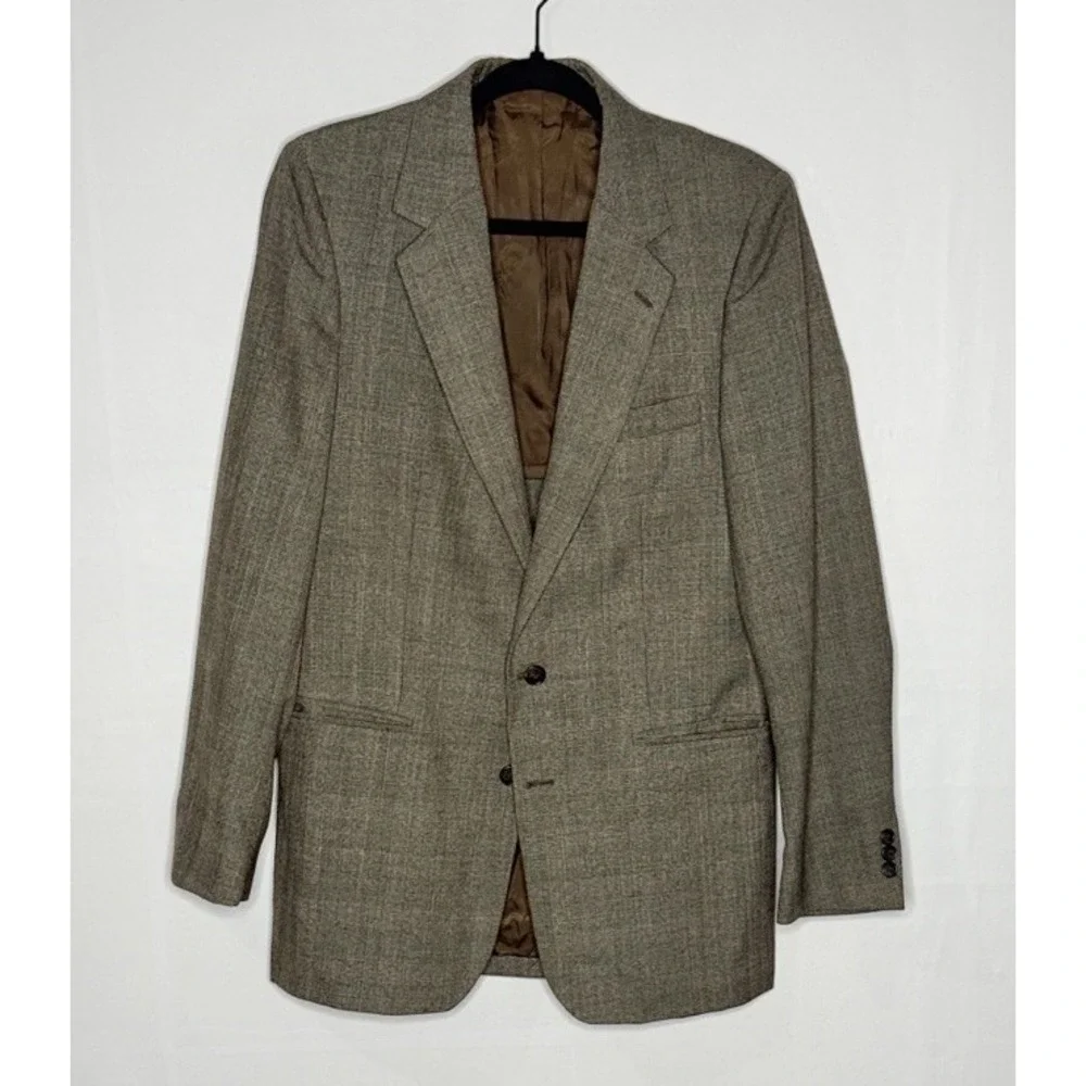 Egon Von Furstenberg Mens Plaid‎ Wool Blend Blazer Jacket Size 38L